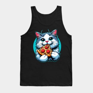 Cute Cat eating Pizza Tank Top